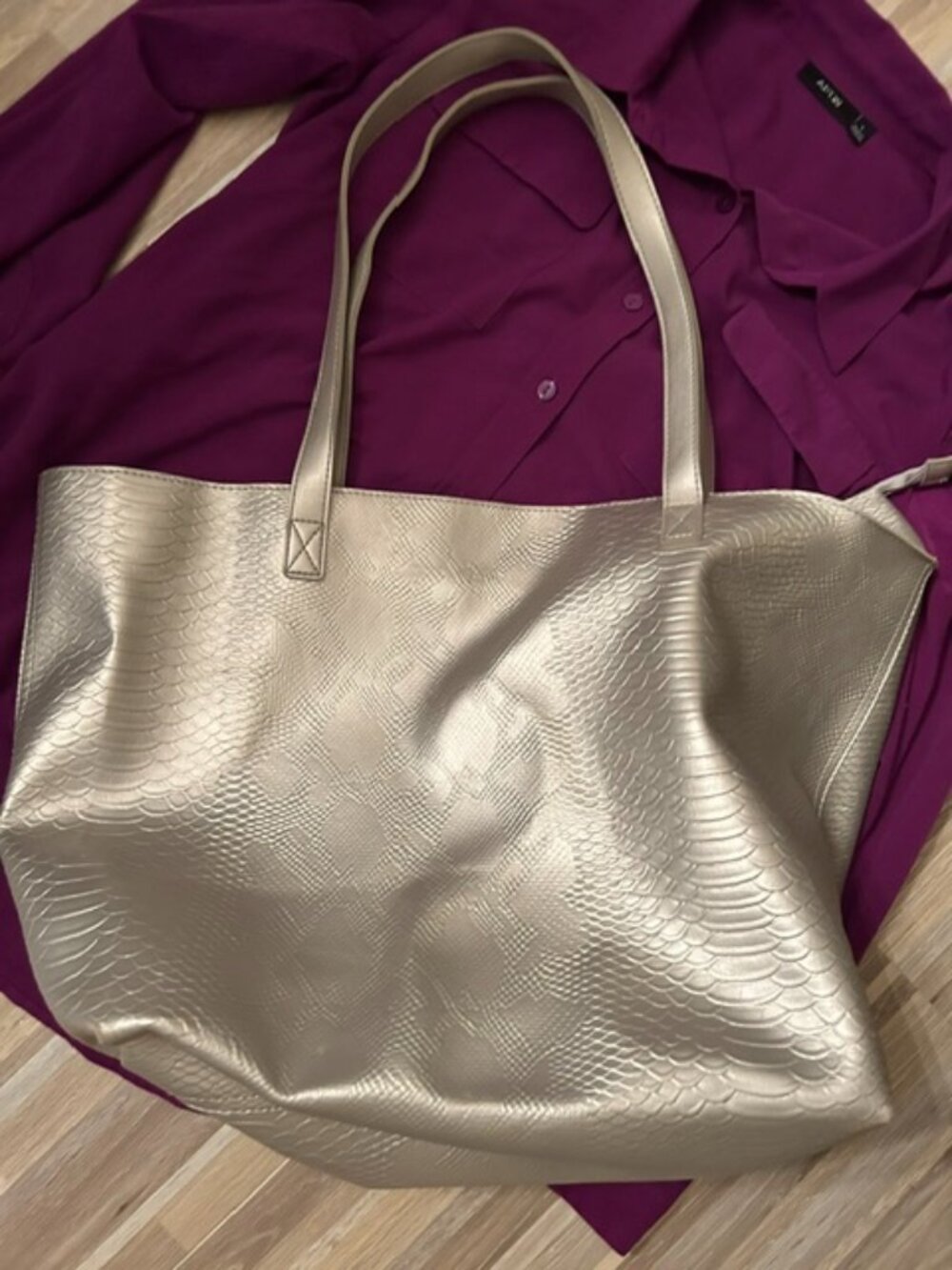 NEW 12 x17" silver tote bag purse carryon carry on